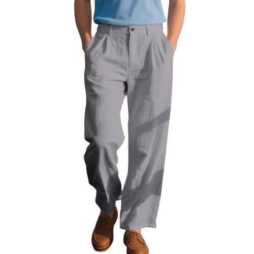 ZOCANIA Mens Linen Pants Loose Fit Casual Beach Pants Straight Leg Lightweight Breathable Baggy Yoga Trousers