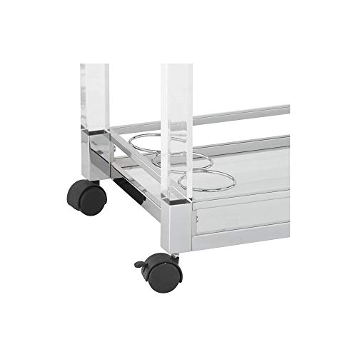 Studio 55D Rossi 32 3/4" Wide Clear Acrylic And Chrome Rolling Serving Bar Cart #TOP6