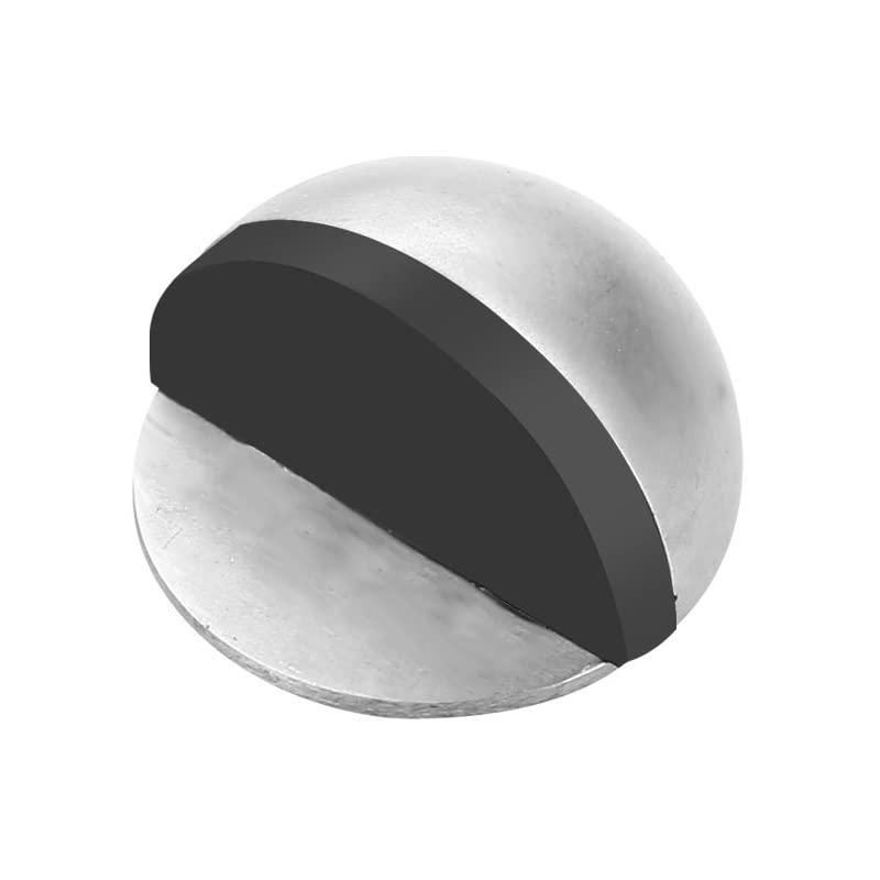 Self-Adhesive Floor Door Stoppers, Stainless Steel Floor Door Stopper, Oval Floor Mounted with Screws and Self-Adhesive Pads- Sound Dampening Rubber Buffer, Durable for Home & Office (Silver)