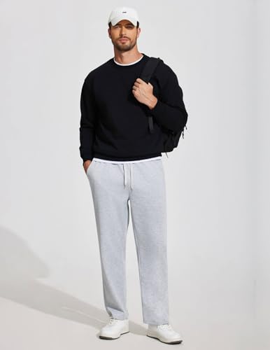 Coofandy Coofadny Men Elastic Waist Open Bottom Pants Jersey Knit Jogging Pants With Pockets Light Heather Grey L thumb #3