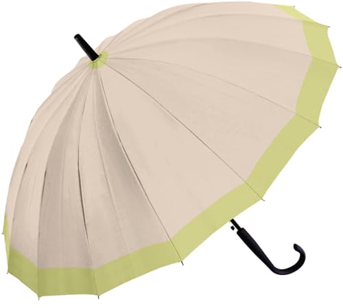 Rainbow Drop クラックス 婦人長傘 16本骨傘 くすみバイカラー 55cm ジャンプ傘 グラスファイバー ツートン くすみカラー (グレーベージュ)