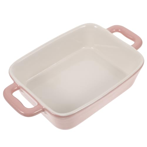 BAZEITFLOW Teglia da Forno in Rettangolare Rosa Teglia da Cottura in Terracotta per Pirofila da Forno Eco Compatibile Resistente Temperature per Cucina