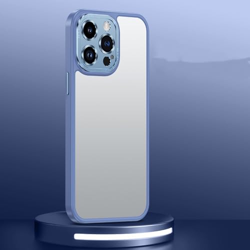 Étui rigide de luxe armure mate pour iPhone 14 Pro Max avec protection objectif photo bleu