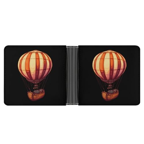 Hot Air Balloon Airship Bifold Wallet for Men Women PU Leather Slim Purse Pocket Wallet with Card Holder