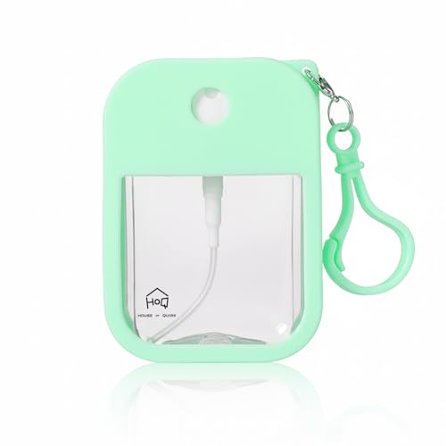 Image of House of Quirk 38ml Portable Card Spray Bottle - Refillable Perfume & Sanitizer Mist Sprayer with Hook (Green)