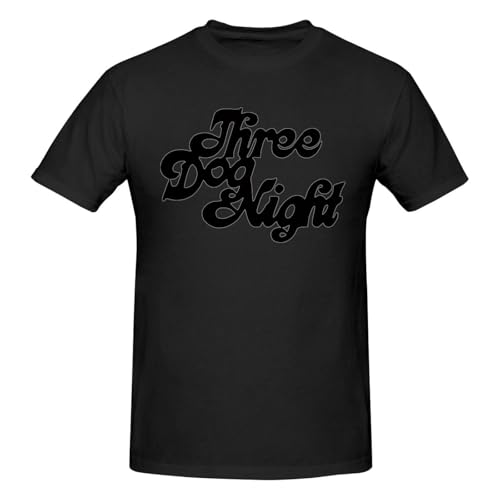 Three Dog Music Night T Shirt Crew Fashion Neck Casual Top Basic Short Sleeve Shirt Black