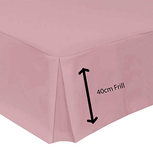 bemode Cache-sommier plissé en polycoton de qualité hôtelière, couleur unie, facile d'entretien - 40 cm (Rose - King Size) Cover