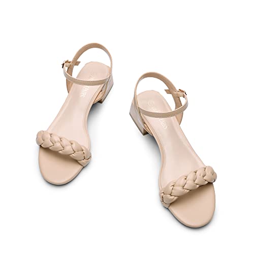Dream Pairs Women'S Nude Low Heels For Women Braided Open Toe Ankle Strap Block Chunky Heel Sandals Holiday Party Wedding Dress Pumps Shoes Sdhs2301W Size 9 thumb #2