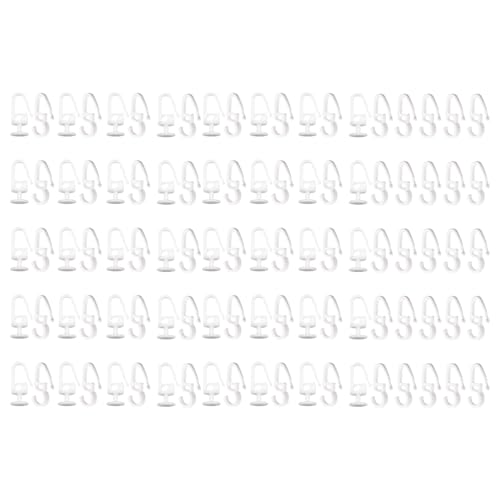 COOLHOOD Curtain Installation Set with 50 White Cutain Track Slides Gliders with Folding Hook and 50 S Shape Hook for Home Decors