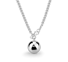 ★ROSEMONT★ Silver Heart Beads Necklace RC24B12A Women 925 Sterling Silver Bead Necklace Bell and Heart