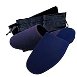 [ホマリナ] お受験 スリッパ レディース ノーマル 飾りなし 上履き ルームシューズ フォーマル 黒 母親 袋付 (紺ﾉｰﾏﾙ/12NB）