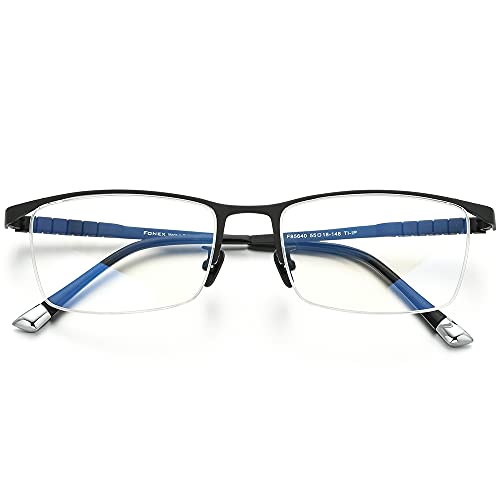 Image of FONEX Titanium Glasses Frame for Men,Square Eyewear Full Optical Eyeglasses F85641