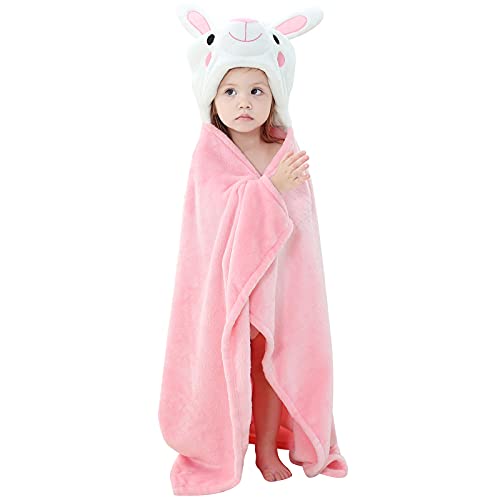 Arkwida Baby Bath & Hooded Towels Kid Wearable Hoodie Blanket Baby Towels with Hood Soft Cozy Flannel Toddler Bath Towel Gifts for Boys Girls(Rabbit 50 * 40)