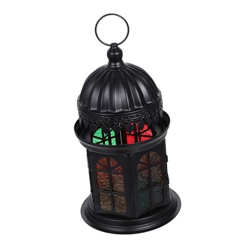 Cabilock Stained Glass Chandelier Outdoor Chandelier Patio Candle Holders Wedding Lanterns Decor for Table Black Wedding Decor Metal Outdoor Decor Desktop Decor Ornaments Tinplate Household