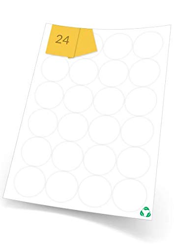 A4Labels White Eco-Friendly Biodegradable Labels for Laser and Inkjet Printers, 24 Round Paper Labels Per A4 Sheet, 100 Sheets of 45mm, 2,400 Compostable Labels โ image 1