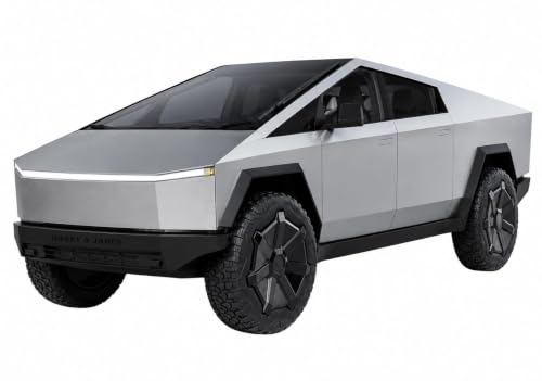 Image of HARRY & JAMES CYBR Truck Diecast Metal Car Toy for Kids 1:36 Scale Model Pull Back Action with Light & Sound Openable Doors Collectible Model Truck Tesla CyberTruck for Boys,Girls,Kids,Multicolor