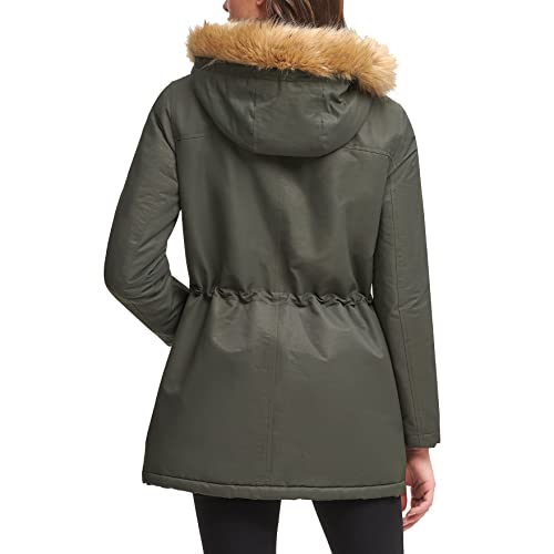 Levi's Women's Plus Size Performance Midlength Parka Jacket, Army Green/Sherpa Lining, 2 X #TOP1