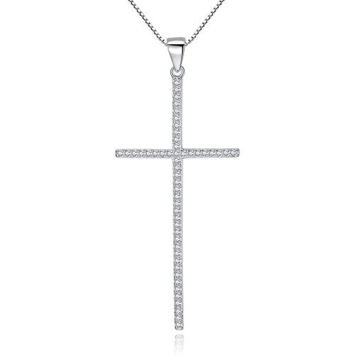 Colliers de croix en argent 925 anti-ternissement et cristal