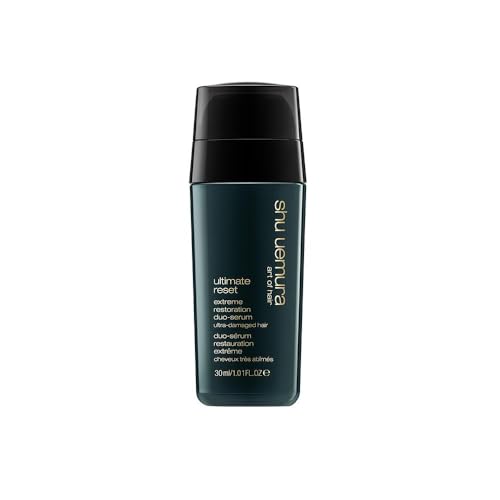 Shu Uemura, Dúo-sérum de Reparación Extrema Ultimate Reset, Para cabello muy dañado, Sin silicona ni parabenos, Enriquecido con extracto de arroz, Repara, nutre y fortifica, 30 ml