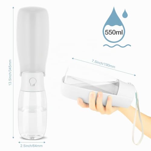 JOPHEK 300ml Tragbare Haustier Trinkflasche, 180°Faltbare Hund Katze Haustiere Auslaufsicher Wasserflasche, Hunde Katzen Flasche mit Aktivkohlefilter für Täglich Spazieren Gehen Reisen Campen