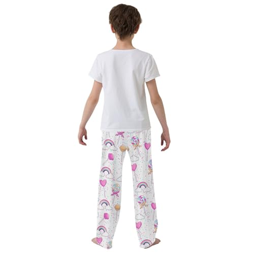 Lollipop Rainbow Cloud Boys Long Pants Soft Trousers Elastic Waist Kids Lounge Bottoms with Pockets S-XL3