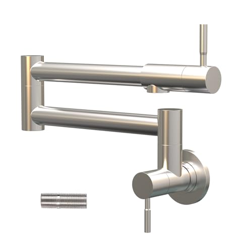 Besdor Pot Filler Faucet Brushed Nickel, Wall Mount Folding Kitchen