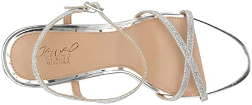 Jewel Badgley Mischka Women's DEXTRA Wedge Sandal, Silver Fabric, 8 | Image 4