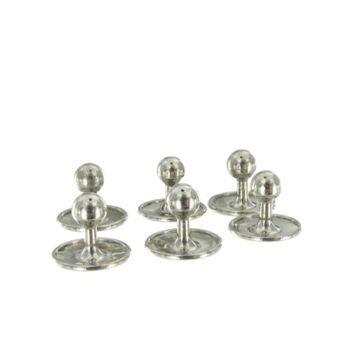 Tuxedo Studs Silver Tone Collar Buttons Shirt Formal Wear Wedding - Set of 6 Fashion Studs Trendy Accessories Stylish Additions