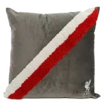 Liverpool FC Retro Cushion, 55 cm x 55 cm, Grey Red White Stripes, Removable Cover