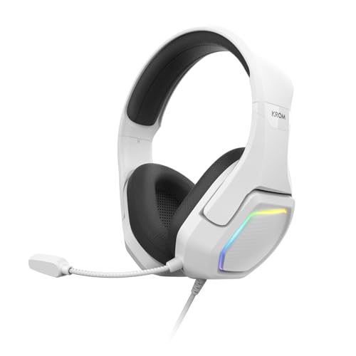 KROM KOPA 7.1 – Auriculares Gaming USB con Sonido Virtual 7.1, iluminación RGB Rainbow, Drivers de 50 mm, micrófono omnidireccional, Control de Volumen y Mute, Diadema Ligera y Ajustable – Negro