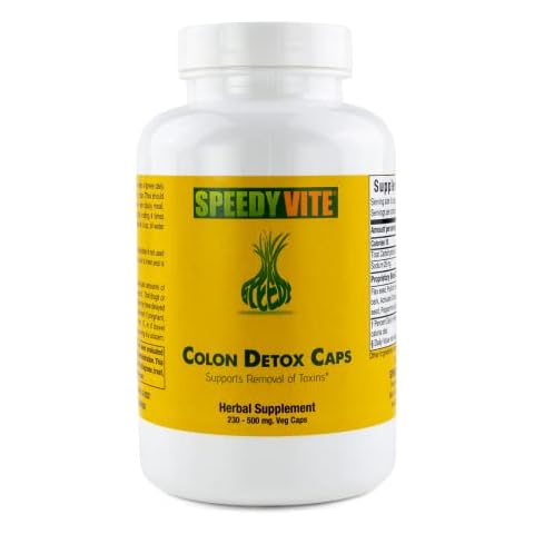 SpeedyVite Colon Detox Supports Natural Removal of Toxins* Organic, Charcoal Psyllium Seed & Husk Flax Seed Apple Fiber/Pectin Slippery Elm Fennel- Powder in 230 Veg Caps Cover