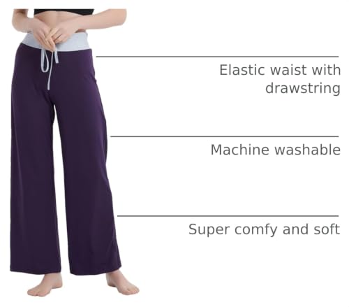 Image of NEWCOSPLAY Women's Comfy Pajama Pants Casual Drawstring Palazzo Lounge Wide Leg Pants