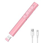 MOXYOY Presentation Clickers, Clicker for Powerpoint, Wireless Rechargerable Presenter Remote, Presentation Clicker with Volume Control/Hyperlink for Keynote/PPT/Mac/PC/Laptop (Pink)