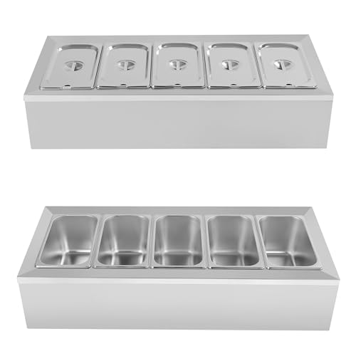 38-In Condiment Prep Station with 5 Pans