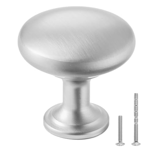 VEVOR Cabinet Knobs, 25 Pack, 1.1 Inch Zinc Alloy Drawer Pulls & Door Handles, Mushroom Kitchen Dresser Solid Knobs, Cupboard Hardware with Screws for Bathroom Closet Cabinets Drawers, Nickel Color by VEVOR - Used condition - US$8.32