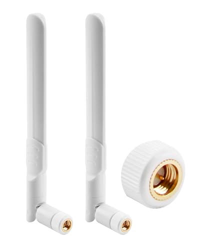 2 Pcs 4G LTE Antenna SMA Male Omnidirectional Aerial 5dBi, Compatible with Vodafone EE O2 Three Huawei Netgear ZTE 4G LTE Router Gateway Modem Terminal Wireless Trail Camera TP-Link MR400 (White)