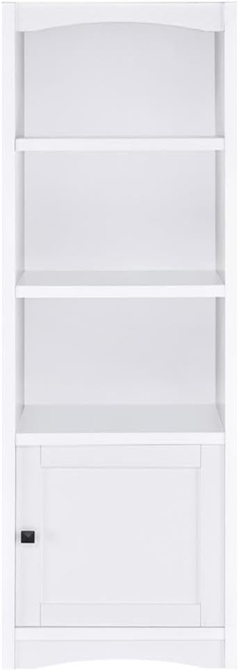 Pemberly Row 3-Piece Entertainment Center, Engineered Wood, White Finish, Includes 78 in TV Stand with 4 Doors, 2 Media Towers with Shelves and Cabinet, Cord Management, Living Room Storage Solution