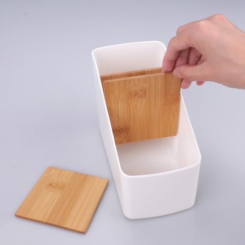 Shuqio Holz Desktop Organizer,Schreibtisch Organizer mit 4 Abnehmbaren Fächer,Desktop Aufbewahrungsbox, Fernbedienung Halter Holz Stiftehalter Halterung Fernbedienungshalter