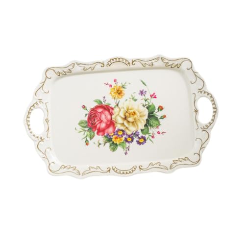 BAZEITFLOW 北欧浮彫りデザインのダブルハンドル収納トレイ 食品接触 な軽量キッチン用多目的トレー 家用ティーカップ置きに