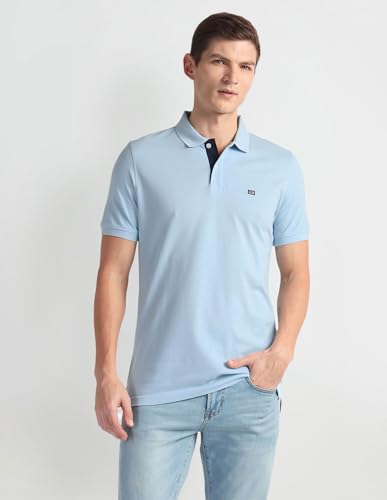 Image of Arrow Men's Solid Half Sleeve Regular Fit Cotton Polo T-Shirt