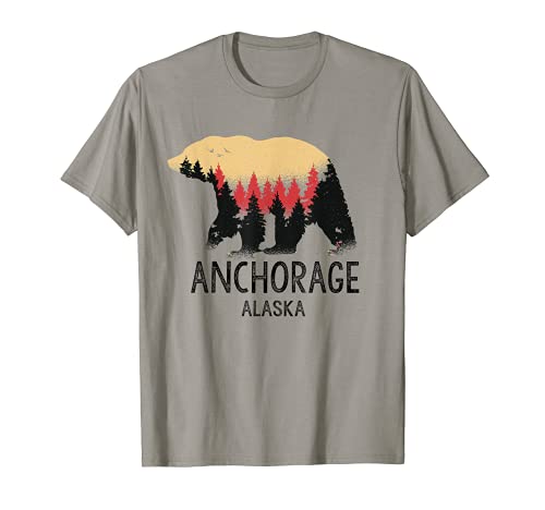 Anchorage Alaska Vintage Grizzly Bear Regalo de recuerdo al aire libre Camiseta
