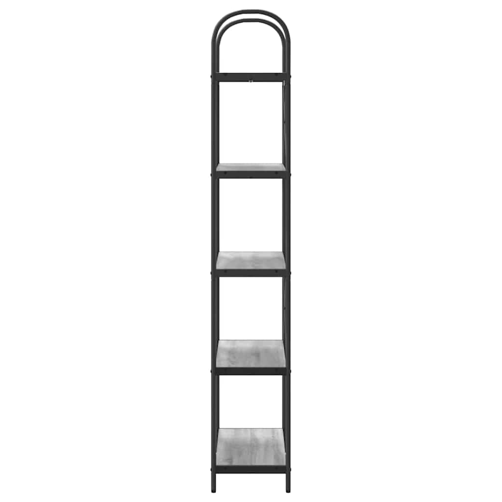 Libreria grigio Sonoma, 80 x 30 x 183 cm, con 5 scomparti | Divisorio sottile effetto legno per soggiorno e camera da letto con robusta struttura in acciaio.