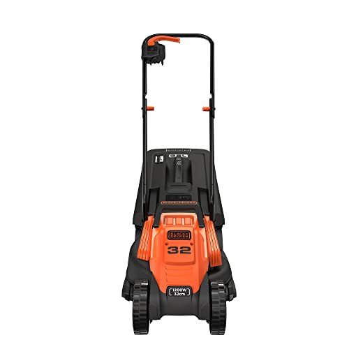 BLACK+DECKER BEMW451-QS BEMW451-QS grasmaaier, bekabeld, 1200 W, elektrische grasmaaier, 32 cm, 3 hoogtes verstelbaar 23, 43 en 63 mm, ideaal tot 300 m², vleugelmes voor optimaal slijpen en hakken - Afbeelding 3