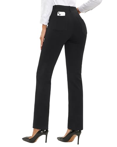 Stelle Women Dress Pants Business Casual Straight Leg 30" Stretch Work Pants Pull On Slim-fit Regular Slacks with 4 Pockets2