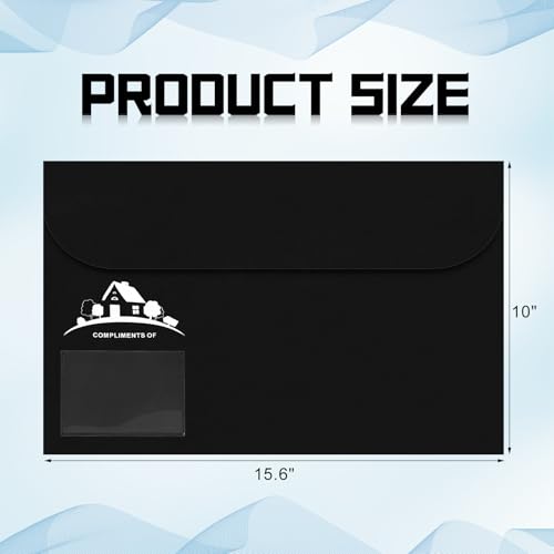Kisston 10 Pack Legal Size Real Estate Folders Large Vinyl Document Black Real Estate Agent Supplies with Clear Business Card Pocket House Closing Paperwork Envelopes for Documents Organizing - Image 2