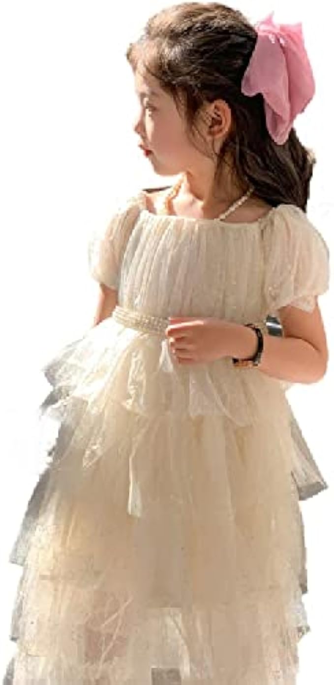 Quenny Girls' princess skirt children's clothing baby girls' white cake dress children's dress