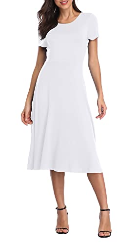 Image of Urban CoCo Women's Floral Print Short Sleeve Flared Midi Dress
