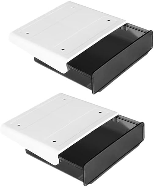 2 PACK Self-Adhesive Large Under Desk Drawer, Hidden Under Desk Storage Drawer Mounted for Home Office Stationary Organization, No Drilling, 7.87IN(W) X 9.45IN(D) X 2.83IN(H) (Black)