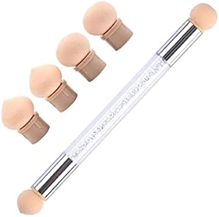 فرشاة اسفنجية لتزيين الاظافر من كوزلايف ستور، فرشاة للتصميم بالوان متدرجة ورسم نقاط مزدوجة الرأس على شكل قلم مع 4 رؤوس بديلة