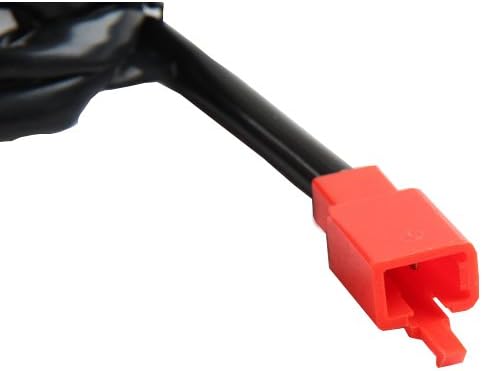 Close-up of the red two-pin electrical connector for the electric choke